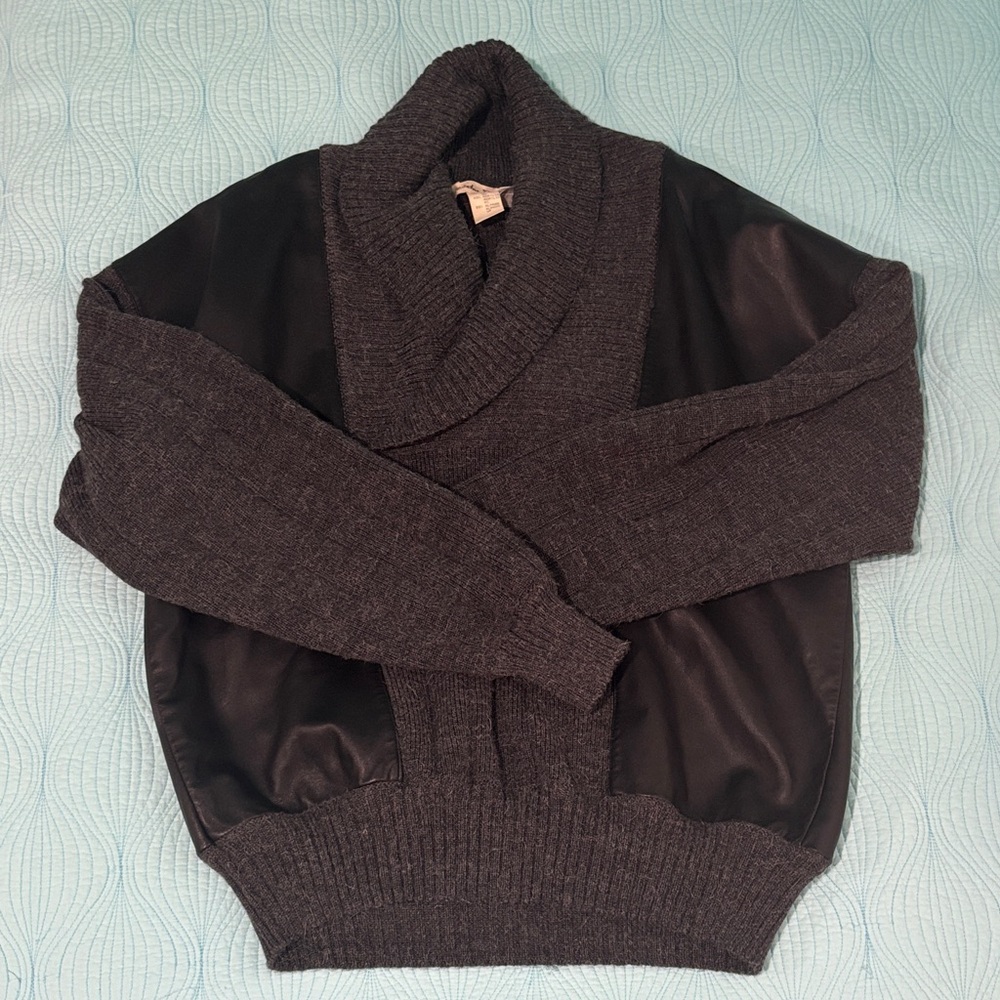 Salvatore Ferragamo Shawl Collar Sweater (Wool/Alpaca Blend and Leather)